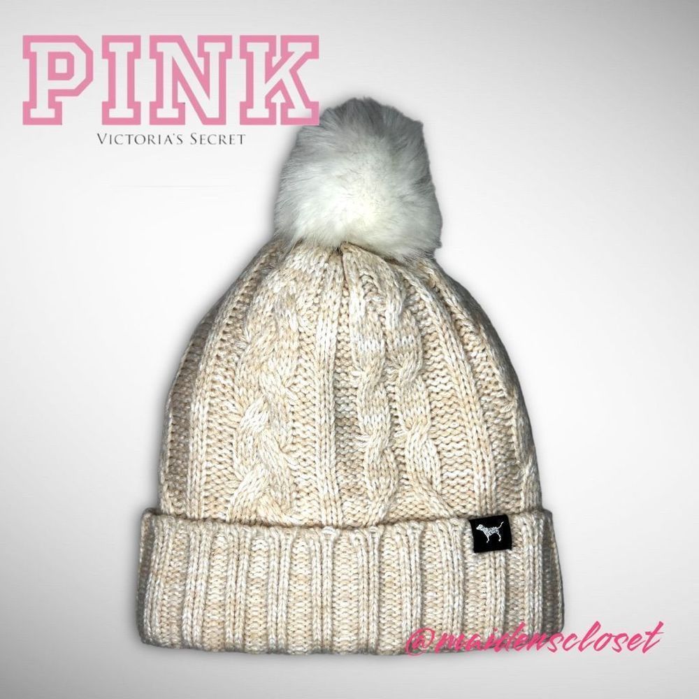 EUC Victoria Secret PINK Cozy Sherpa Pom Beanie